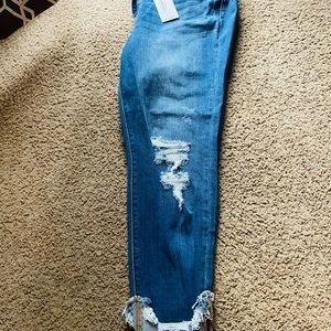 Distressed cuff jeans